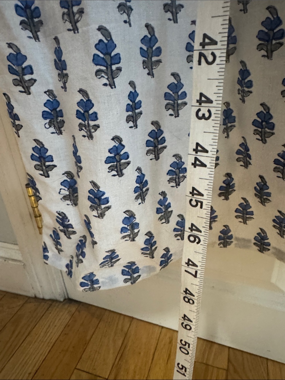 White regency period day Dress with Blue Floral Print - Picture 4 of 5